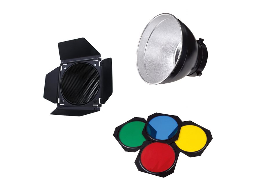 Four-leaf barndoor with colour gels