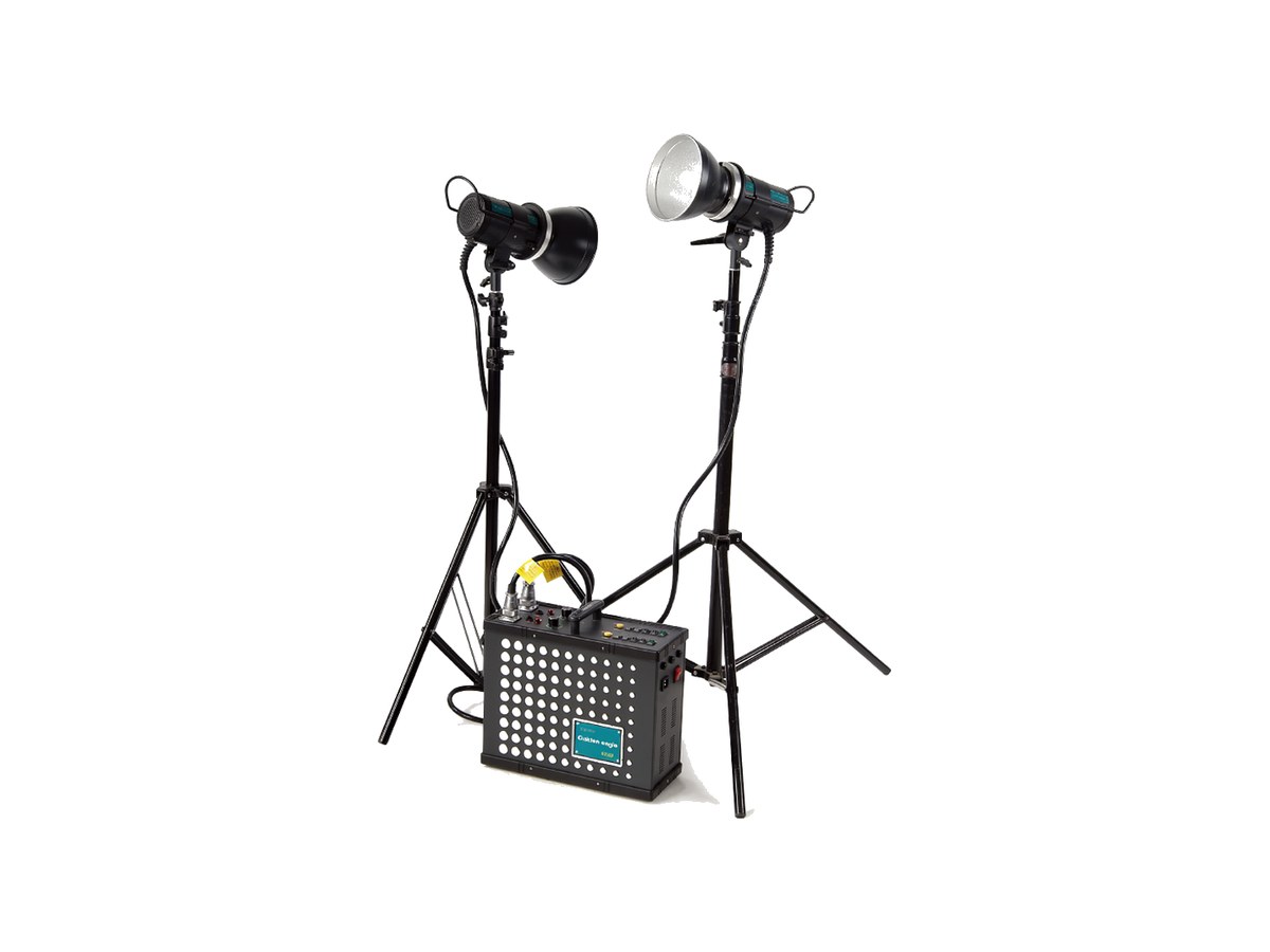 Golden Eagle multi-head power pack set with flash heads on stands