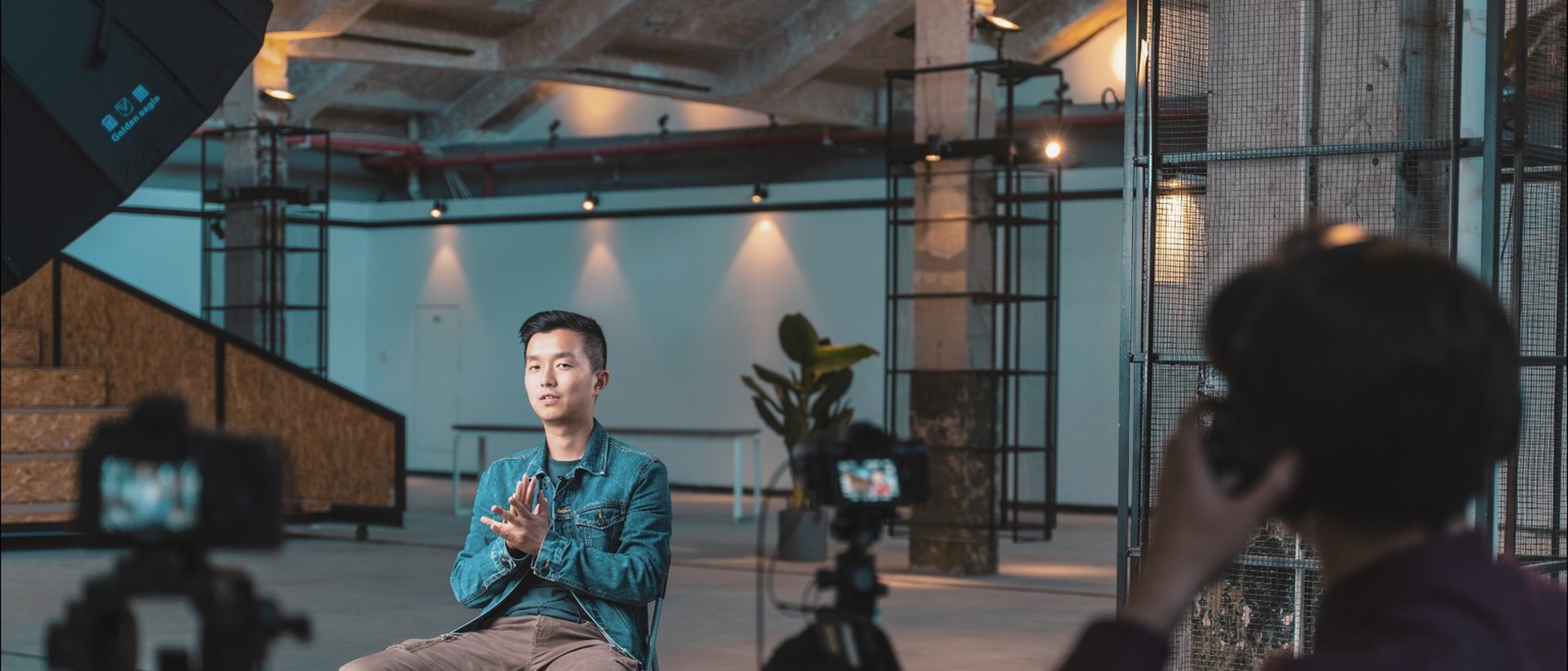 Video production review session with Golden Eagle LED lighting