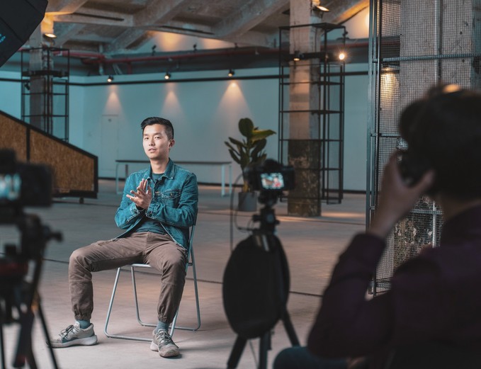 Interview scene lit by Golden Eagle