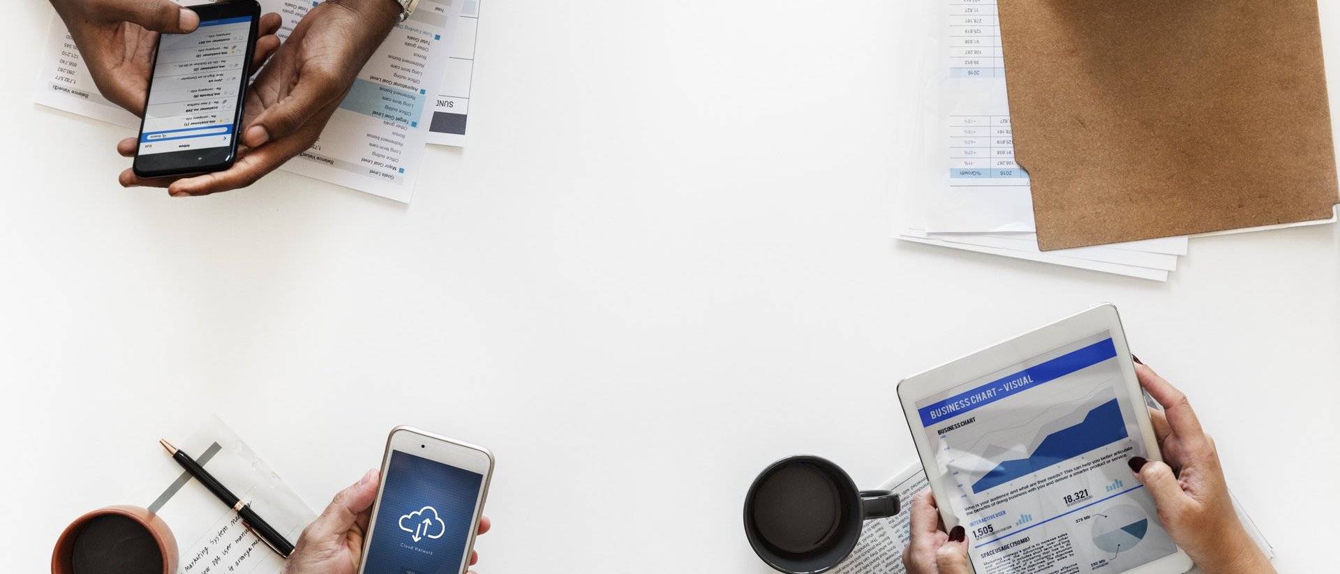 Golden Eagle support — business desk with devices and documents